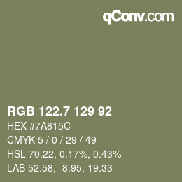 カラーコード: RGB 122.7 129 92 | qconv.com
