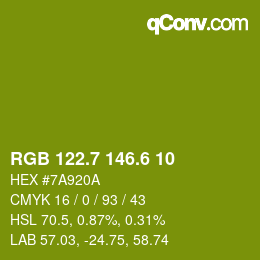 カラーコード: RGB 122.7 146.6 10 | qconv.com
