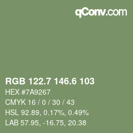 カラーコード: RGB 122.7 146.6 103 | qconv.com