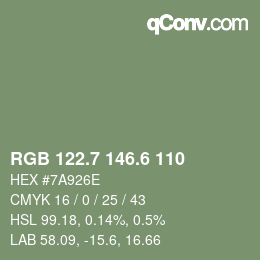 カラーコード: RGB 122.7 146.6 110 | qconv.com