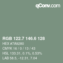 カラーコード: RGB 122.7 146.6 128 | qconv.com