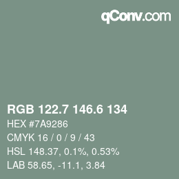 カラーコード: RGB 122.7 146.6 134 | qconv.com