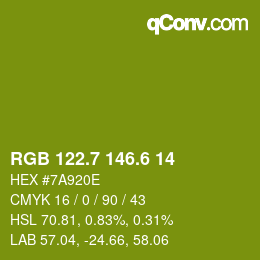 カラーコード: RGB 122.7 146.6 14 | qconv.com