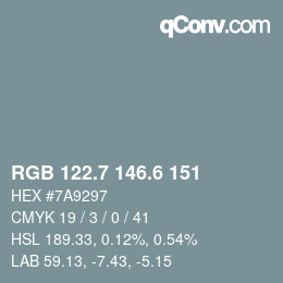 カラーコード: RGB 122.7 146.6 151 | qconv.com