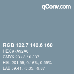 カラーコード: RGB 122.7 146.6 160 | qconv.com