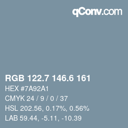 カラーコード: RGB 122.7 146.6 161 | qconv.com