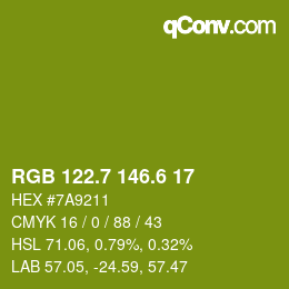 カラーコード: RGB 122.7 146.6 17 | qconv.com