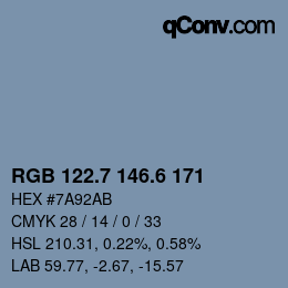 カラーコード: RGB 122.7 146.6 171 | qconv.com