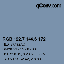 カラーコード: RGB 122.7 146.6 172 | qconv.com