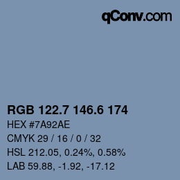 カラーコード: RGB 122.7 146.6 174 | qconv.com