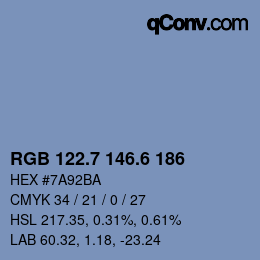 カラーコード: RGB 122.7 146.6 186 | qconv.com
