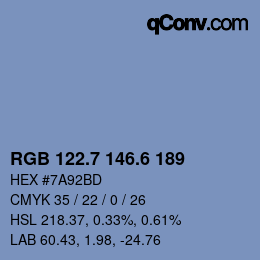 カラーコード: RGB 122.7 146.6 189 | qconv.com