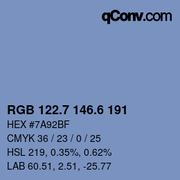 カラーコード: RGB 122.7 146.6 191 | qconv.com
