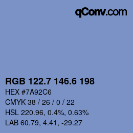 カラーコード: RGB 122.7 146.6 198 | qconv.com