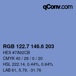 カラーコード: RGB 122.7 146.6 203 | qconv.com