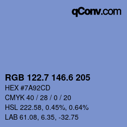 カラーコード: RGB 122.7 146.6 205 | qconv.com