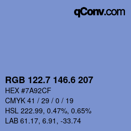 カラーコード: RGB 122.7 146.6 207 | qconv.com