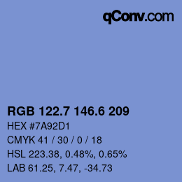 カラーコード: RGB 122.7 146.6 209 | qconv.com