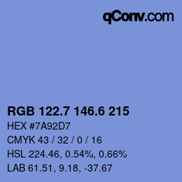 カラーコード: RGB 122.7 146.6 215 | qconv.com