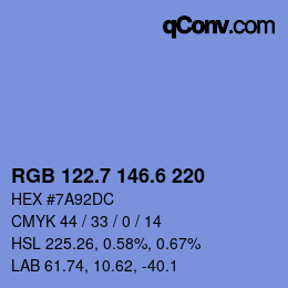 カラーコード: RGB 122.7 146.6 220 | qconv.com