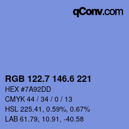 カラーコード: RGB 122.7 146.6 221 | qconv.com