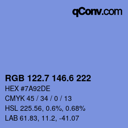 カラーコード: RGB 122.7 146.6 222 | qconv.com