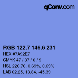 カラーコード: RGB 122.7 146.6 231 | qconv.com