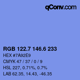 カラーコード: RGB 122.7 146.6 233 | qconv.com
