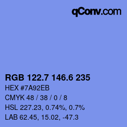 カラーコード: RGB 122.7 146.6 235 | qconv.com