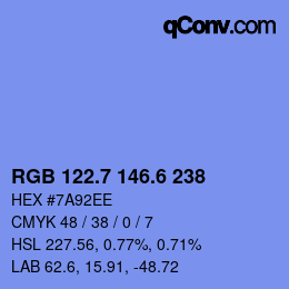 カラーコード: RGB 122.7 146.6 238 | qconv.com