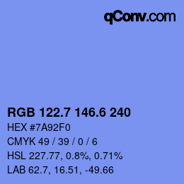 カラーコード: RGB 122.7 146.6 240 | qconv.com