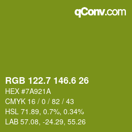 カラーコード: RGB 122.7 146.6 26 | qconv.com