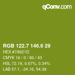 カラーコード: RGB 122.7 146.6 29 | qconv.com