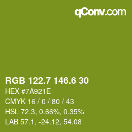 カラーコード: RGB 122.7 146.6 30 | qconv.com