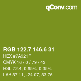 カラーコード: RGB 122.7 146.6 31 | qconv.com