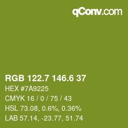 カラーコード: RGB 122.7 146.6 37 | qconv.com