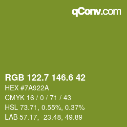 カラーコード: RGB 122.7 146.6 42 | qconv.com