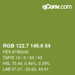 カラーコード: RGB 122.7 146.6 54 | qconv.com