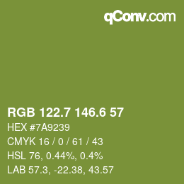 カラーコード: RGB 122.7 146.6 57 | qconv.com