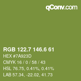 カラーコード: RGB 122.7 146.6 61 | qconv.com