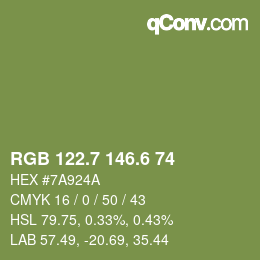 カラーコード: RGB 122.7 146.6 74 | qconv.com