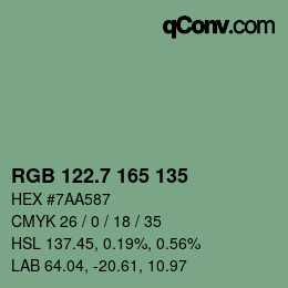 カラーコード: RGB 122.7 165 135 | qconv.com
