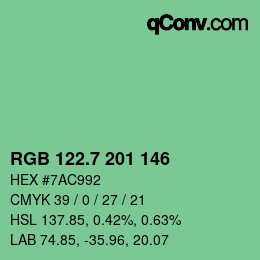 カラーコード: RGB 122.7 201 146 | qconv.com