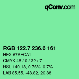 カラーコード: RGB 122.7 236.6 161 | qconv.com
