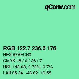 カラーコード: RGB 122.7 236.6 176 | qconv.com