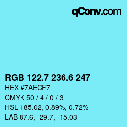 カラーコード: RGB 122.7 236.6 247 | qconv.com