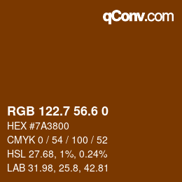 カラーコード: RGB 122.7 56.6 0 | qconv.com