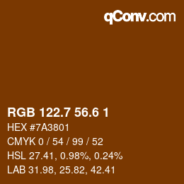 カラーコード: RGB 122.7 56.6 1 | qconv.com