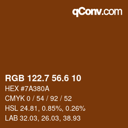 カラーコード: RGB 122.7 56.6 10 | qconv.com