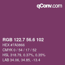 カラーコード: RGB 122.7 56.6 102 | qconv.com